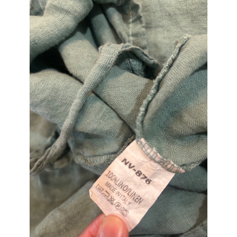 Meo Meli Italy Linen Overalls Jumpsuit Seafoam Green Wide Leg One Size Lagenlook - Picture 7 of 9